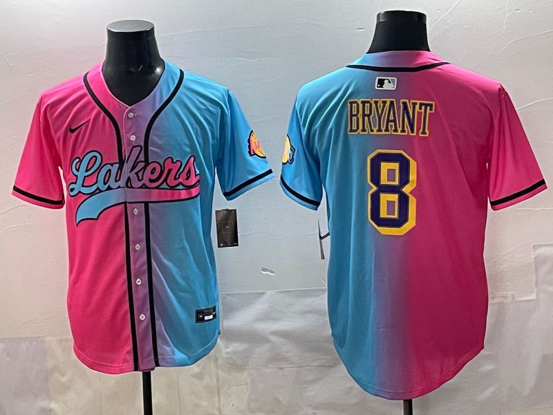 Men 2025 Los Angeles Lakers #8 Bryant Blue pink Nike NBA Jersey style 01